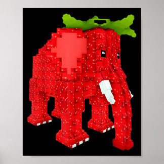Poster Éléphant Fraise 