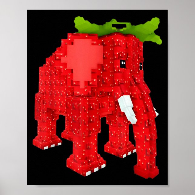 Poster Éléphant Fraise  (Devant)