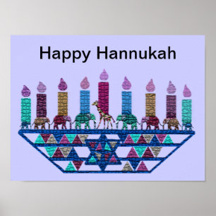 Poster Elephant géométrique Hannukah Menorah Imprimer