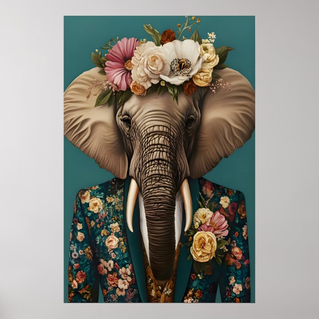 Poster Elephant In Suit Poster, Elephant Portrait (Devant)