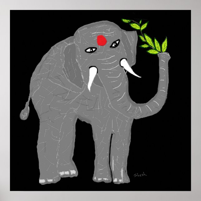 Poster Eléphant indien (Devant)