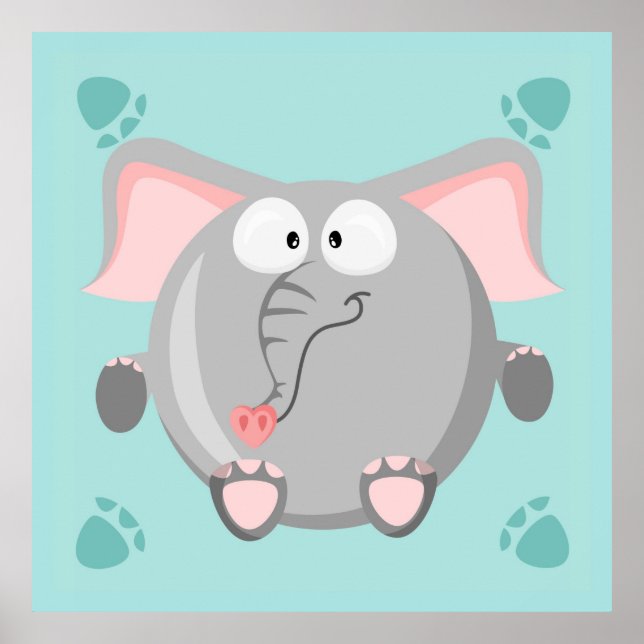 Poster Éléphant Mignon (Devant)