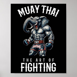 Poster Elephant Muay Thai - Kickboxing et éléphant thaï