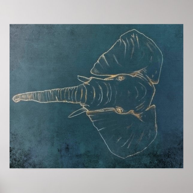 Poster Eléphant néon foncé (Devant)