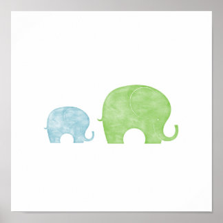 Poster Eléphant Parent & Bébé