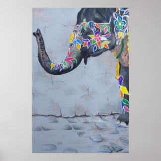 Poster Eléphant Peint