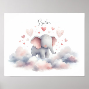 Poster Eléphant personnalisé mignon Imprimer