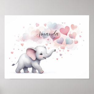 Poster Eléphant personnalisé mignon Imprimer