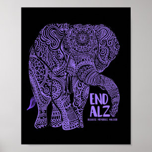 Poster Eléphant pourpre Alzheimer Sensibilisation Vêtemen
