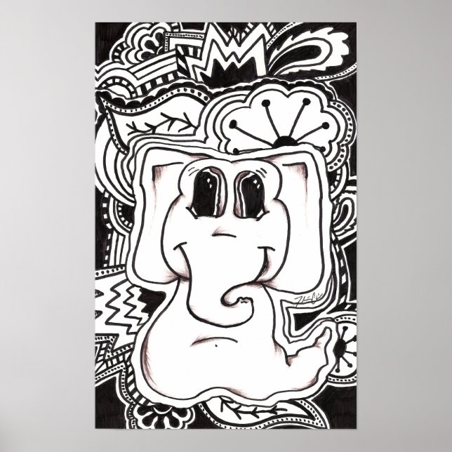 Poster Eléphant psychédélique (Devant)