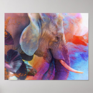 POSTER ÉLÉPHANT RAPPELANT LES EAUX SACRÉES