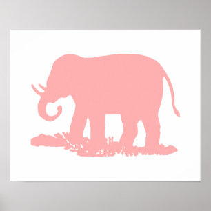 Poster Eléphant rose