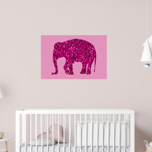 Poster Éléphant rose chaud brillant avec faux scintilleme
