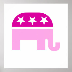 Poster Eléphant rose républicain