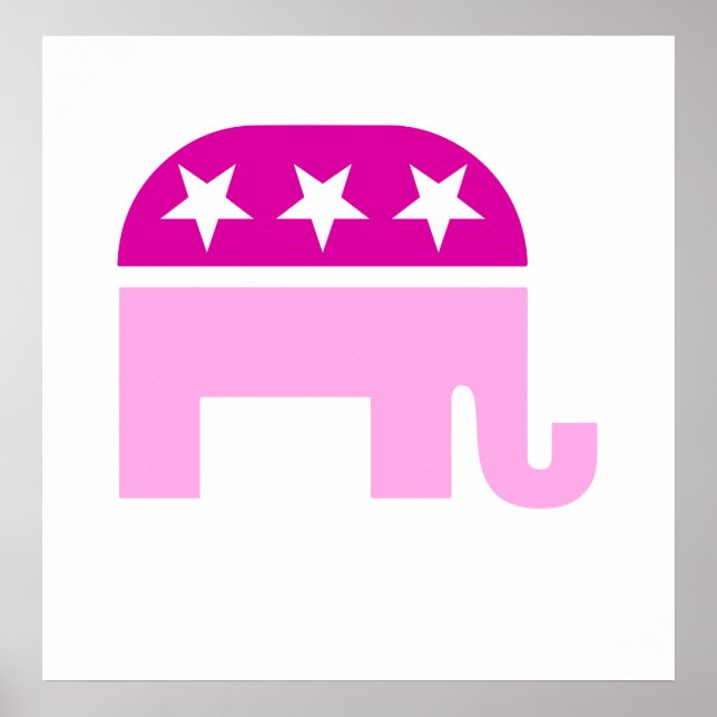 Poster Eléphant rose républicain (Devant)