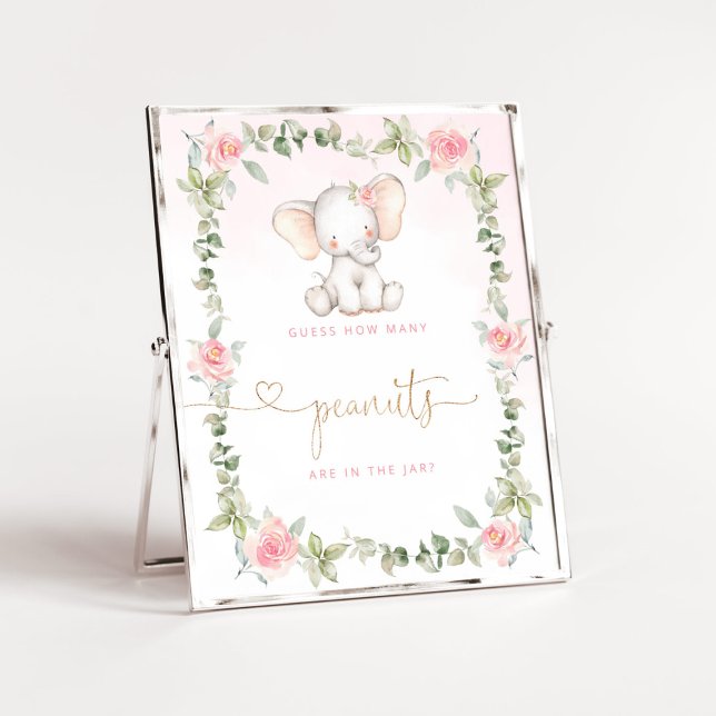 Poster Eléphant rose vif Devine combien d'arachides Poste (Créateur téléchargé)