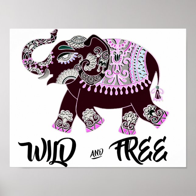 Poster Eléphant sauvage et libre (Devant)