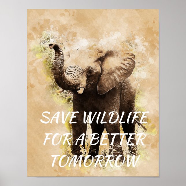 Poster Elephant, sauvez la faune pour un avenir meilleur (Devant)