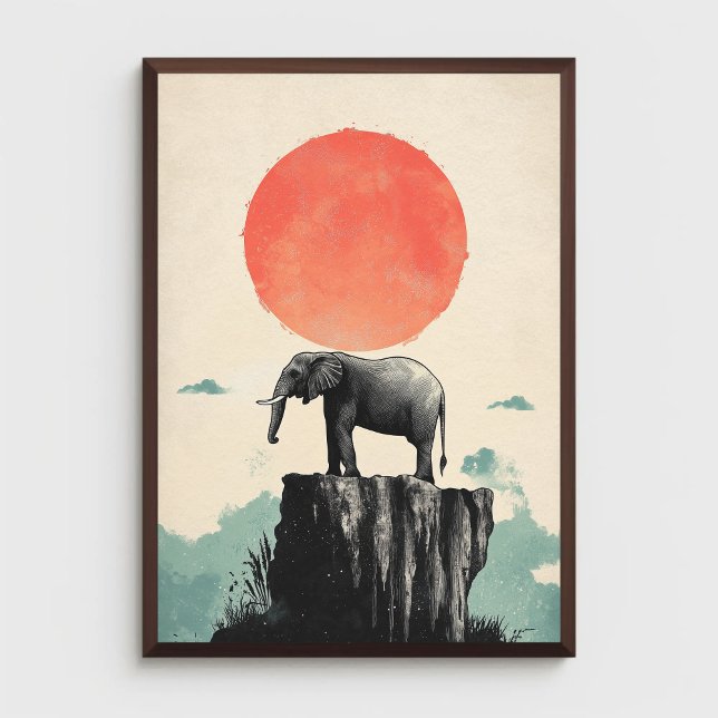 Poster Elephant sur Rock Animal Nature Faune Esthétique (Créateur téléchargé)