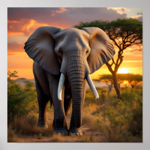 Poster Eléphant taureau africain