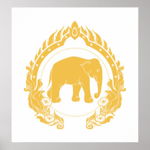 Poster Elephant thaïlandais (or)