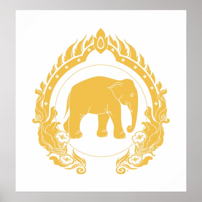 Poster Elephant thaïlandais (or) (Devant)