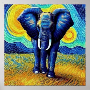 Poster Éléphant Van Gogh  
