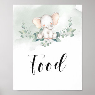 Poster Elephant vert feuille eucalyptus signe alimentaire