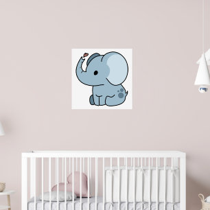 Poster Eléphant Whimsical Cartoon mignon