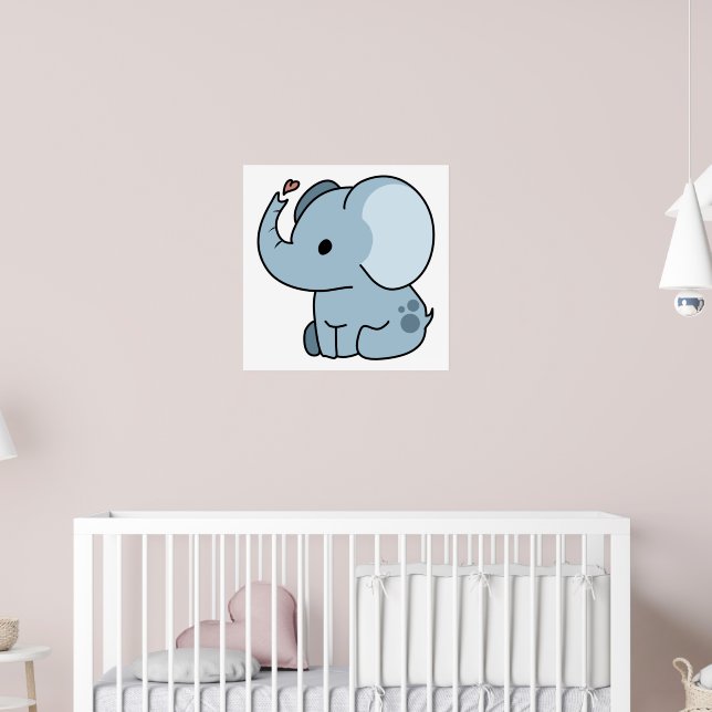 Poster Eléphant Whimsical Cartoon mignon (Pépinière 2)