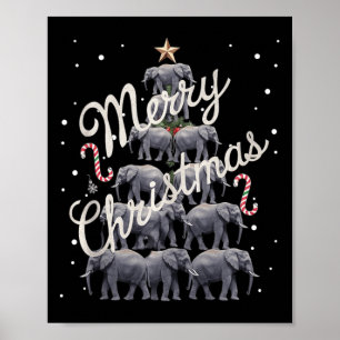 Poster Elephant Xmas Arbre Eléphant Arbre de Noël Mariage