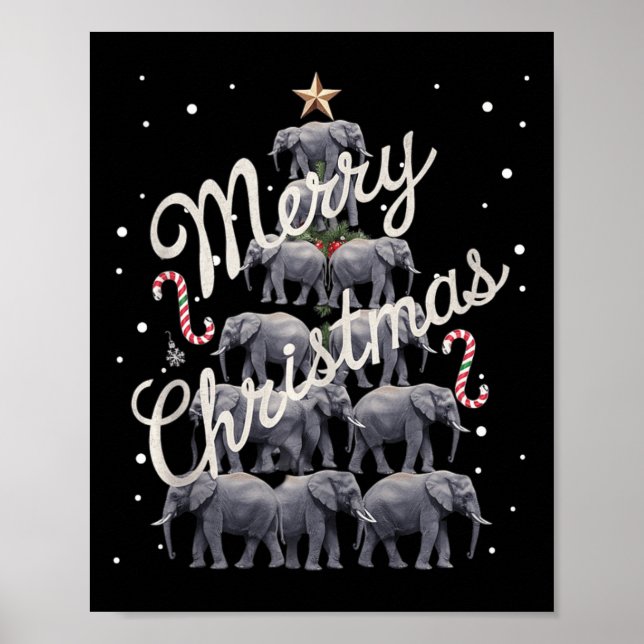 Poster Elephant Xmas Arbre Eléphant Arbre de Noël Mariage (Devant)
