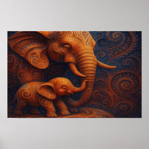 Poster Éléphants douces
