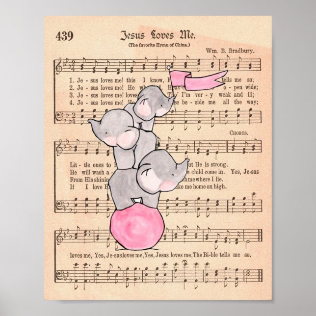 Poster Éléphants en équilibre sur une balle Musique Art d (Devant)