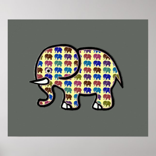 Poster éléphants mignon graphique (Devant)