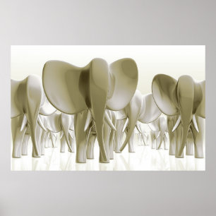 Poster Eléphants ! (version Gold)