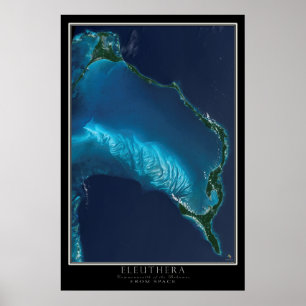 Poster Eleuthera Bahamas depuis l'espace Carte satellite