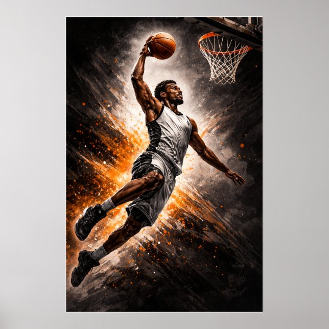 Poster Élévation Implacable – Dunk Puissant de Basket (Devant)