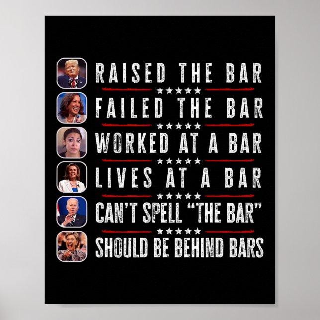 Poster Élevé Le Barreau Harris A Échoué Drôle Trump Polit (Devant)