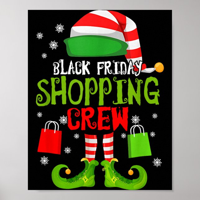 Poster Elf Christmas Black Shopng Funny Friday Shopng Cre (Devant)