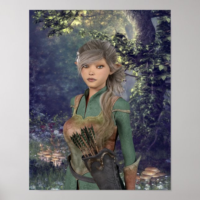 Poster Elf Maiden dans les bois (Devant)