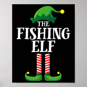 Poster Elf pêcheur groupe familial assorti fête de Noël 