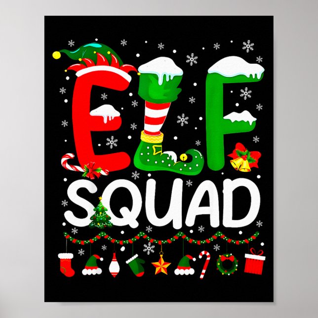 Poster Elf Squad Christmas Family Matching Xmas Elf Pajam (Devant)