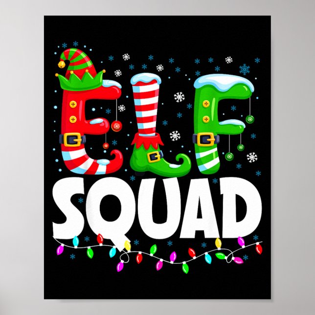 Poster Elf Squad Christmas Family Matching Xmas Pajamas  (Devant)