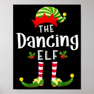 Poster Elfe de Noël dansant Pyjama assorti pour la fête d