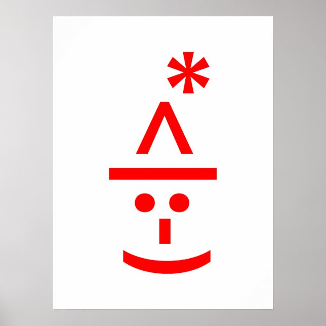Poster Elfe de Noël Emoticon Xmas ASCII Texte Art (Devant)