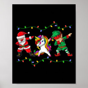 Poster Elfe de Noël qui fait dab Licorne Enfants Garçons 