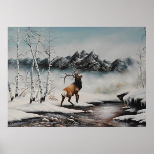 Poster Elfe du milieu de l'hiver dans la neige Imprimer