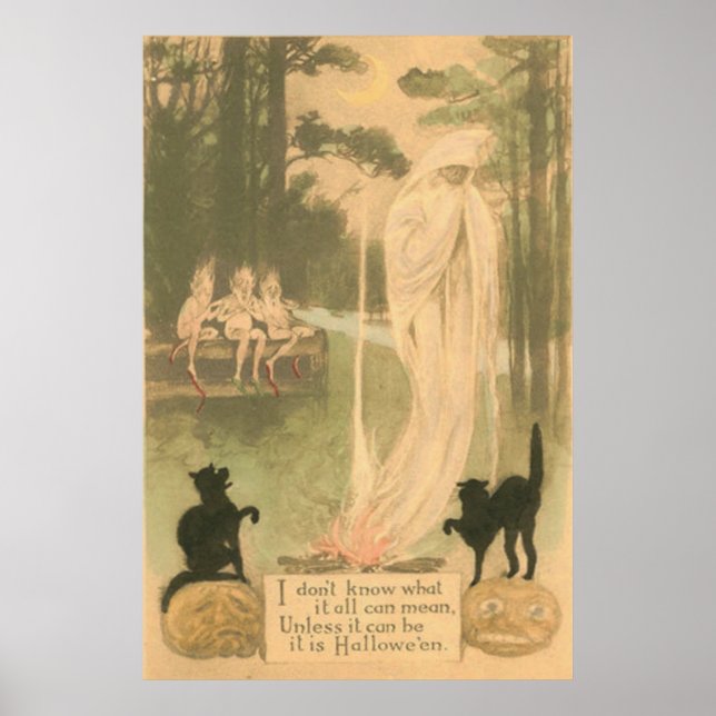 Poster Elfes de chat noir de Jack-o'-lantern (Devant)