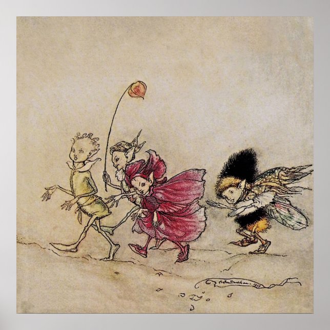 Poster « Elfes » Illustrations de fées par Arthur Rackham (Devant)